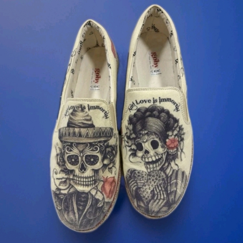 NWOT Goby Day of the Dead Espadrille Slip-Ons Size 37 (US 6.5/7)